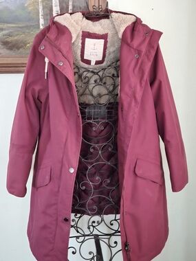 Seasalt Cornwell Jacket River Sea Tin Cloth Berry Hood Waterproof Womens US 8